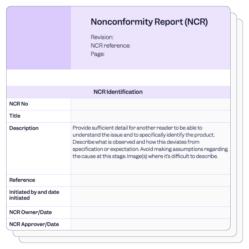 Img-Screens-scilife-Non conformance report template page