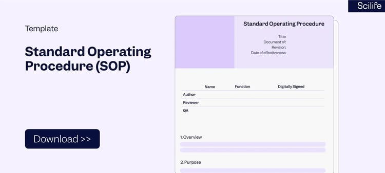 Banner that shows a SOP template to download | Scilife 